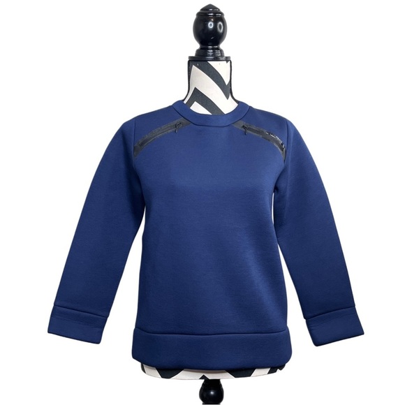 kate spade Sweaters - Kate Spade Saturday Neoprene Scuba Navy Blue Sz XS Double Zip Crewneck Sweater